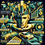 Futuristisk illustration af et menneskehoved med digitale og finansielle symboler, diagrammer, en bil og mennesker, der bruger teknologi, som repræsenterer AI, forretning, investeringer og global teknologikonkurrence. - Kunstig intelligens AI