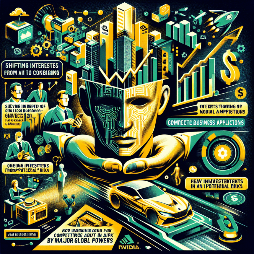 Futuristisk illustration af et menneskehoved med digitale og finansielle symboler, diagrammer, en bil og mennesker, der bruger teknologi, som repræsenterer AI, forretning, investeringer og global teknologikonkurrence. - Kunstig intelligens AI