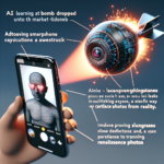 En smartphone viser en digital avatar med hjerteøjne, mens en futuristisk bombe med betegnelsen AI nærmer sig. Teksten fremhæver AI's indvirkning på fotoægthed, deepfakes og behovet for bedre afsløringsmetoder. - Kunstig intelligens AI