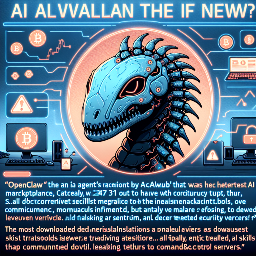En futuristisk robotdinosaur med lysende blå detaljer vises på en baggrund med cybertema. En tekstblok med teknisk jargon og kodelignende symboler vises nedenunder og giver billedet et sci-fi- og digitalt præg. - Kunstig intelligens AI