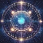 Lysende koncentriske cirkler med skarpe lys og kredsløbslignende mønstre danner et futuristisk, digitalt design på en mørkeblå baggrund, der minder om avanceret teknologi eller en sci-fi-brugergrænseflade. - Kunstig intelligens AI